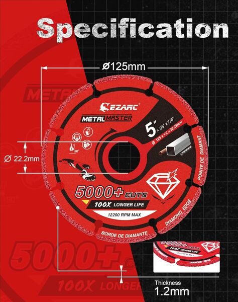 Алмазный отрезной диск по металлу 5"(125мм.)