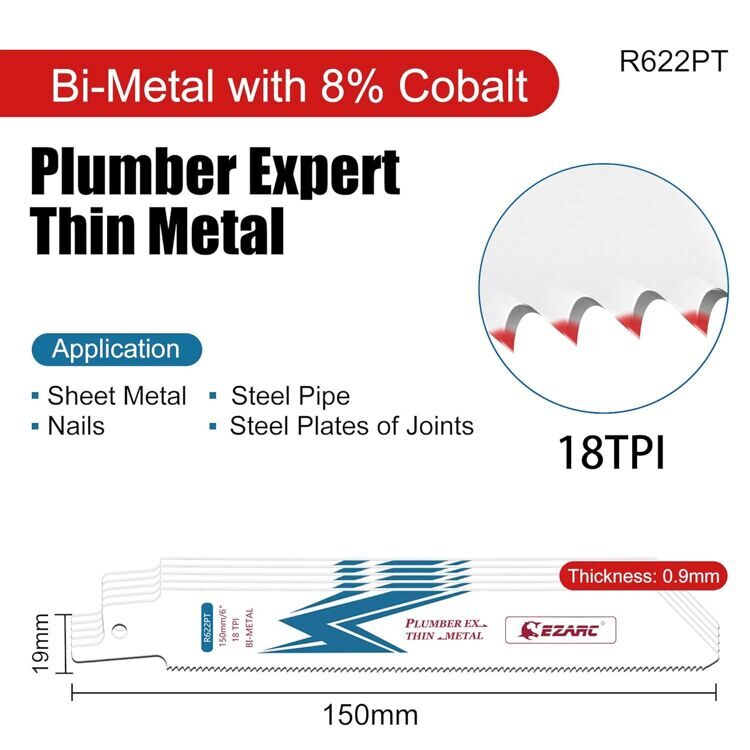 6” Bi- Metal Пильное полотно для резки металла 18TPI R622PT